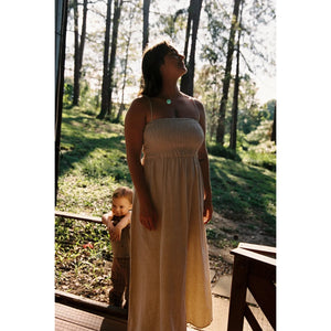 Rhythm Classic Shirred Midi Dress - Oat