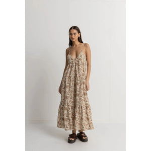 Rhythm Raya Paisley Tiered Mini Dress - Natural