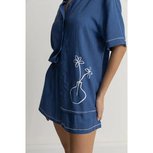 Rhythm Bobby Short Sleeve Shirt - Blue