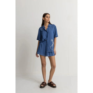 Rhythm Bobby Short Sleeve Shirt - Blue