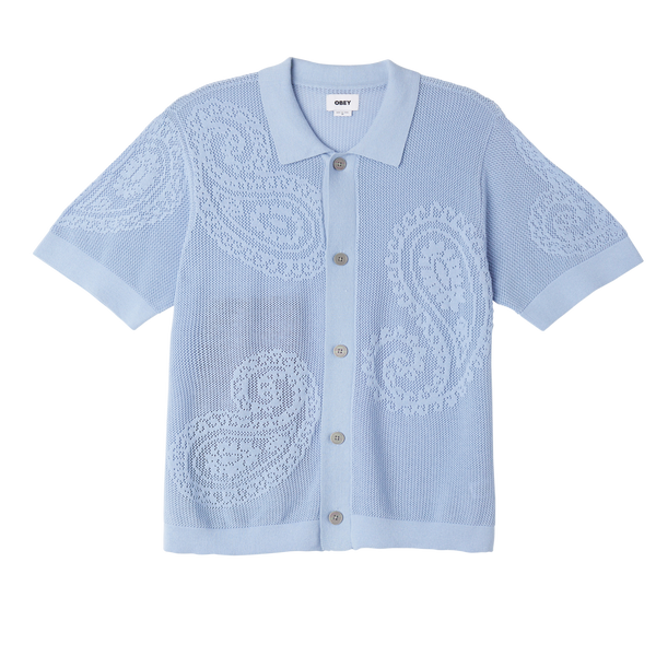 OBEY Tear Drop Open Knit Shirt - Hydrangea