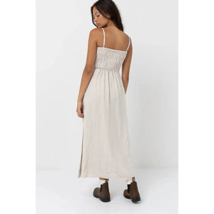 Rhythm Classic Shirred Midi Dress - Oat