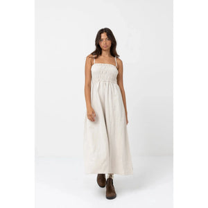 Rhythm Classic Shirred Midi Dress - Oat