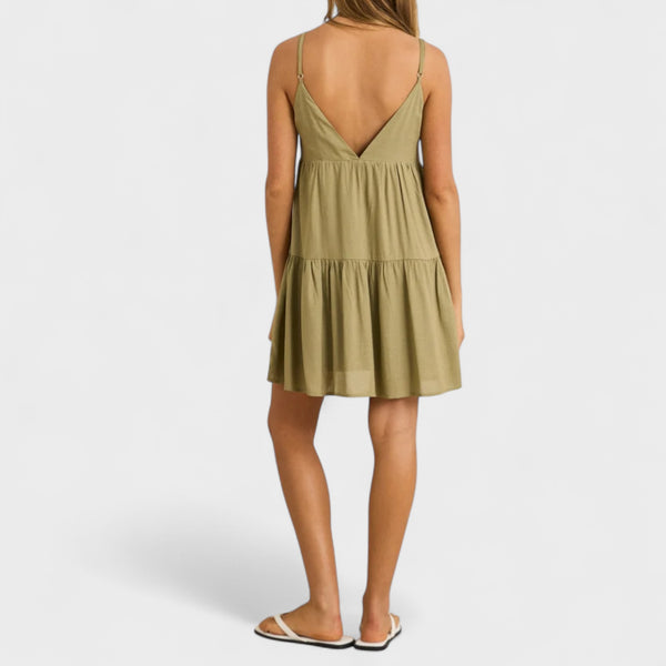 Rhythm Classic Tiered Mini Dress - Olive