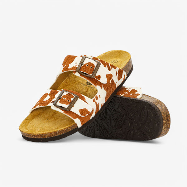 Plakton Beta Women's Sandals - Cow Print Cuero