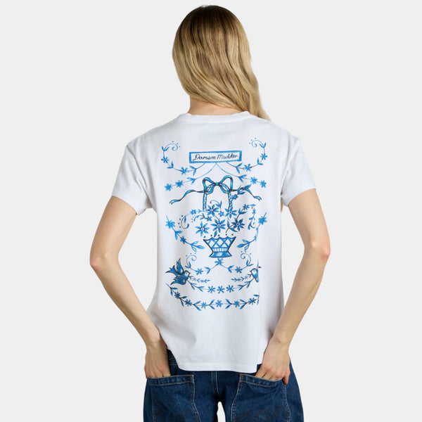 Damson Madder Flower Basket Shrunken Tee- White