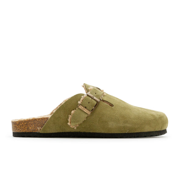 Plakton Women's 'Blog' Mule - Light Khaki Suede / Teddy
