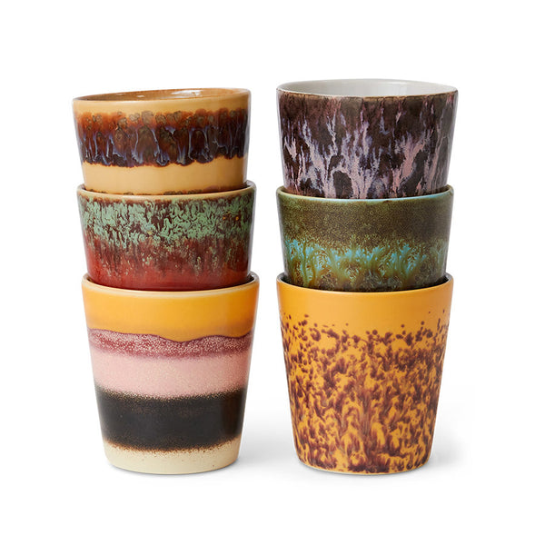 HKLIVING 70s Ceramics Coffee Mugs - Valley (set of 6)