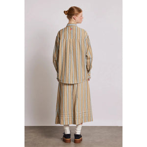 Damson Madder Kylie Ruffle Shirt - Tan Stripe