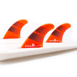 FCS II Accelerator Neo Glass Tri Fins - Tangerine Gradient - Small