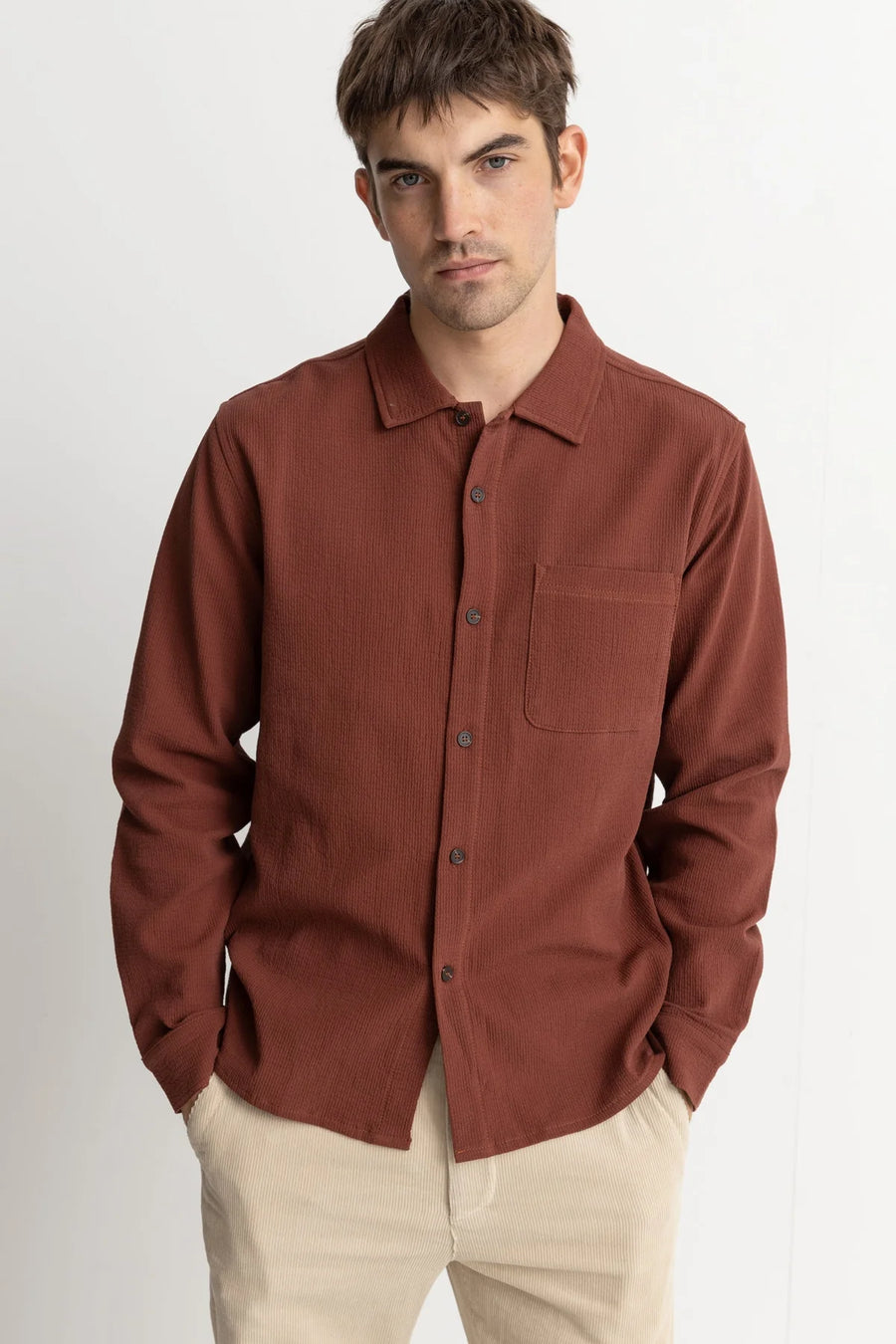 Rhythm Textured Longsleeved Shirt - Clay