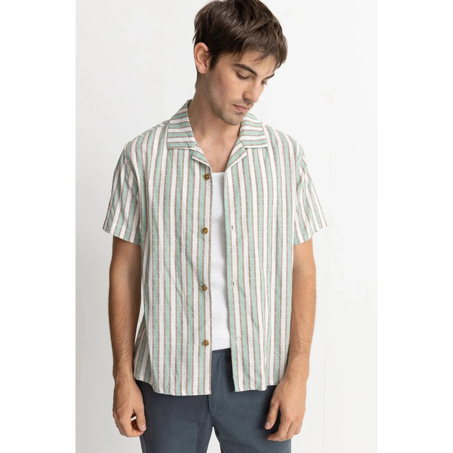 Rhythm Vacation Striped Short Sleeved Shirt - Sea Green
