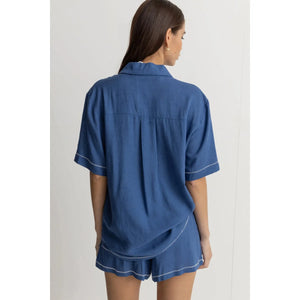 Rhythm Bobby Short Sleeve Shirt - Blue