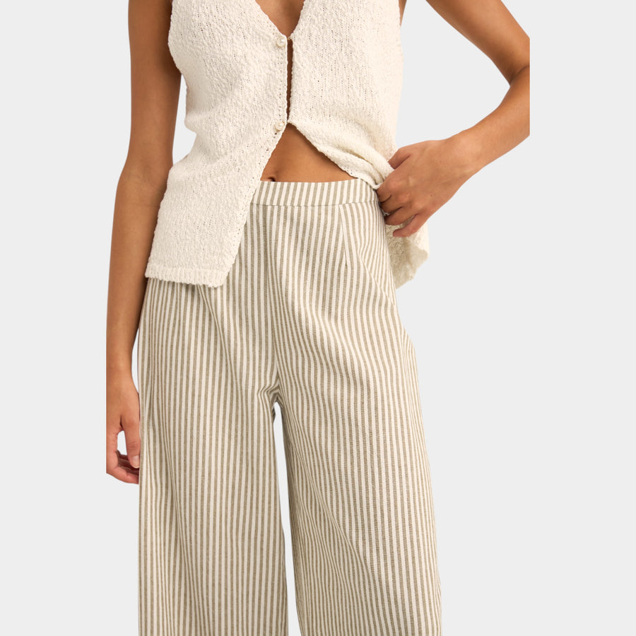 Rhythm Women's Valley Stripe Wide Leg Pant - Ivy
