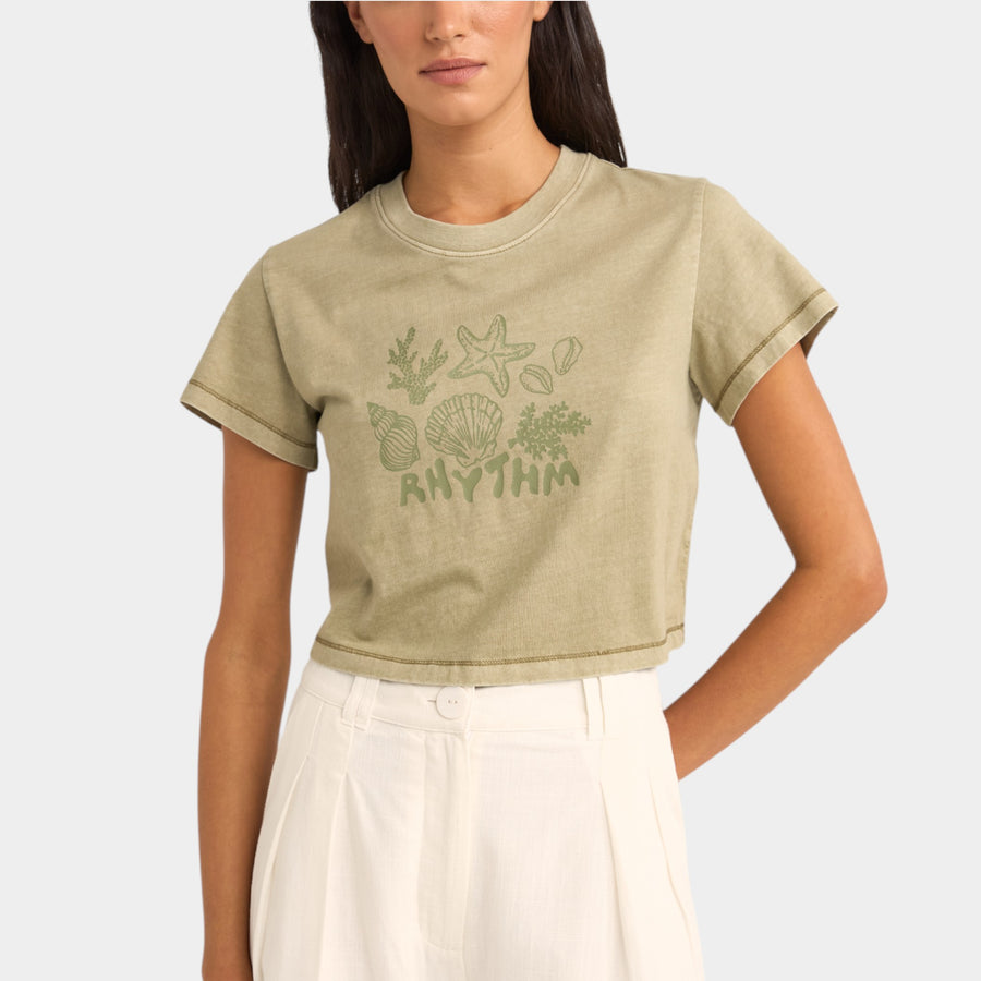 Rhythm Women's Beach Comber Crop Crew Tee - Ivy