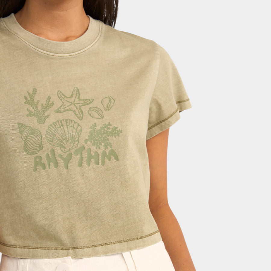 Rhythm Women's Beach Comber Crop Crew Tee - Ivy
