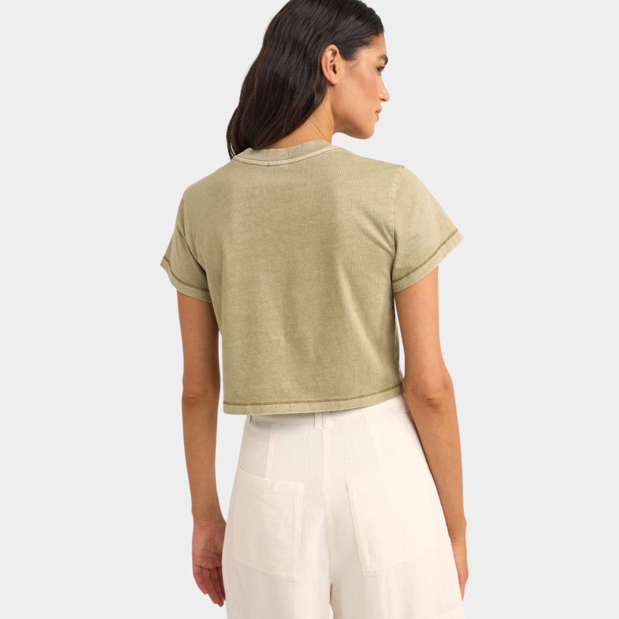 Rhythm Women's Beach Comber Crop Crew Tee - Ivy