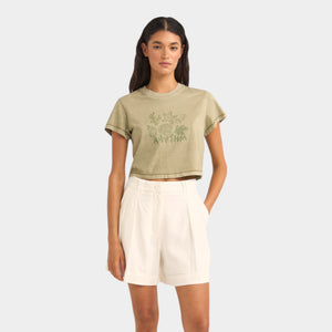 Rhythm Women's Beach Comber Crop Crew Tee - Ivy