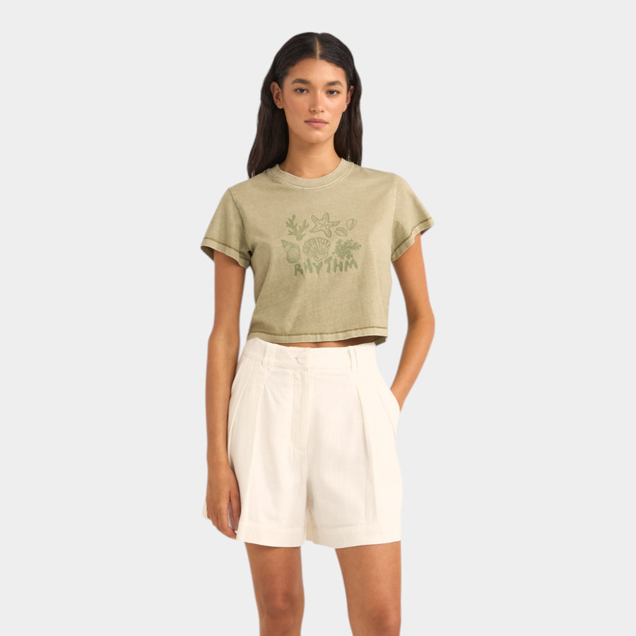 Rhythm Women's Beach Comber Crop Crew Tee - Ivy
