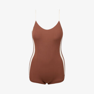 Rhythm Lily Rib Cross Back Surf Short One Piece - Chocolate