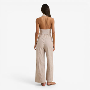 Rhythm Louise Tie Front Halter Top - Tan