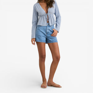 Rhythm Lola Check Front Tie Top - Blue