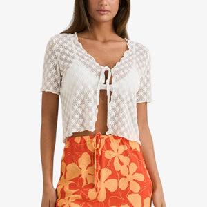 Rhythm Gigi Lace Short Sleeve Top - White