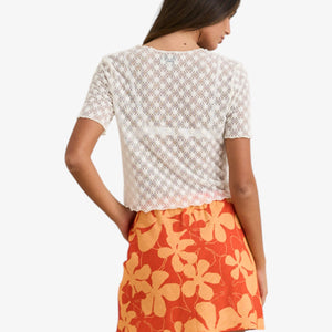 Rhythm Gigi Lace Short Sleeve Top - White