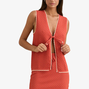 Rhythm Gigi Longline Knit Vest - Red