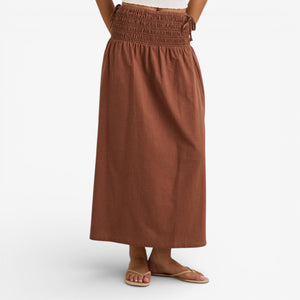Rhythm Alana Tie Side Maxi Skirt - Chocolate