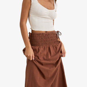 Rhythm Alana Tie Side Maxi Skirt - Chocolate