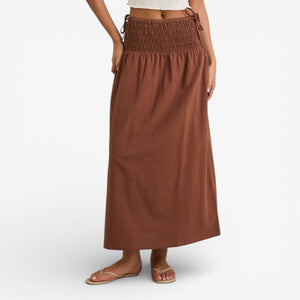 Rhythm Alana Tie Side Maxi Skirt - Chocolate