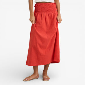 Rhythm Alana Tie Side Maxi Skirt - Red