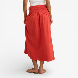 Rhythm Alana Tie Side Maxi Skirt - Red