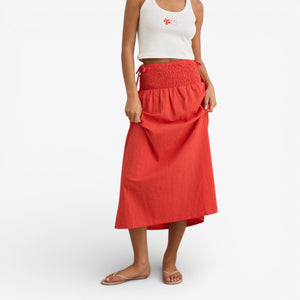 Rhythm Alana Tie Side Maxi Skirt - Red