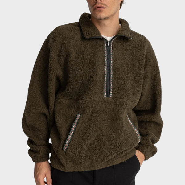 Rhythm Men's Sherpa Pullover - Olive