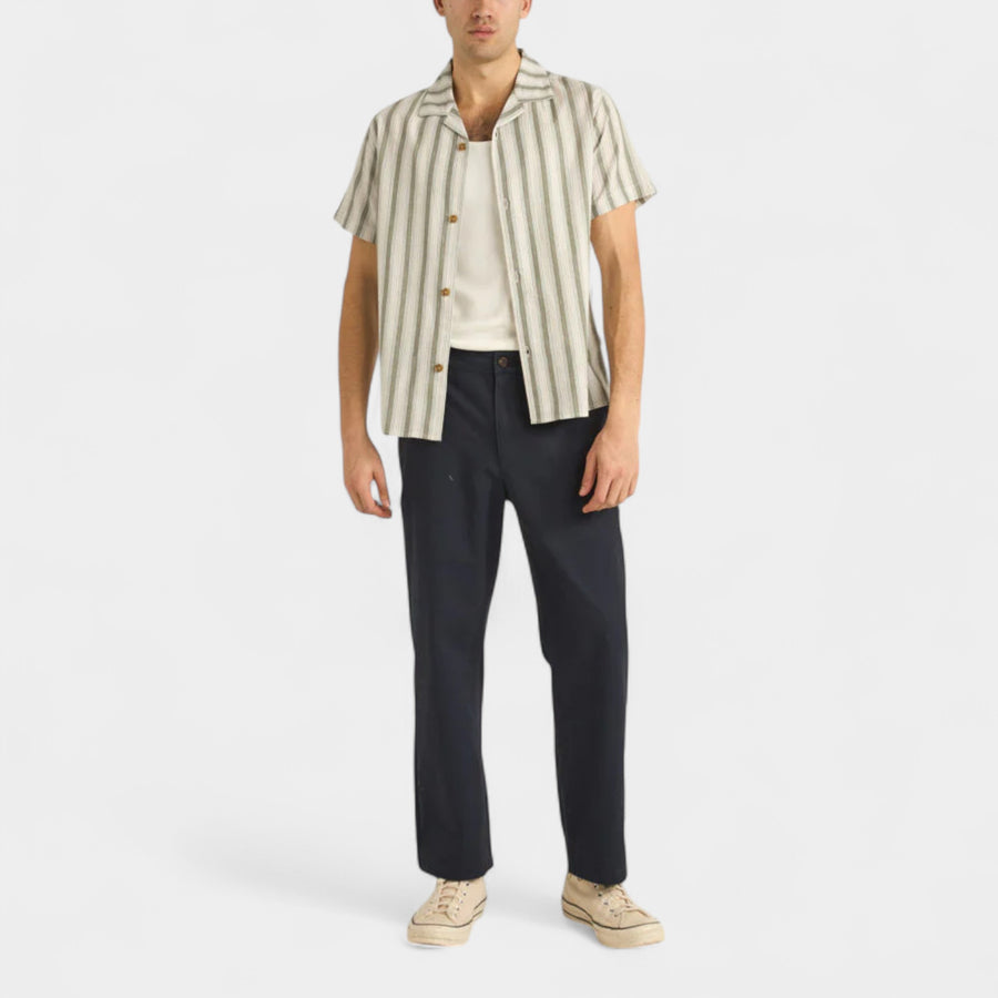 Rhythm Vacation Stripe Short Sleeve Shirt - Fern