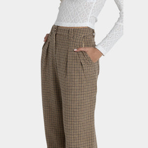 Rhythm Women's Mollie Check Pant - Chocolate