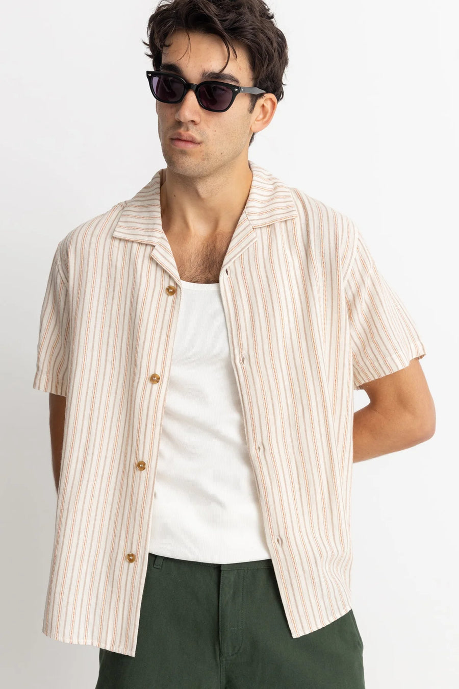 Rhythm Vacation Stripe Shortsleeved Shirt - Natural