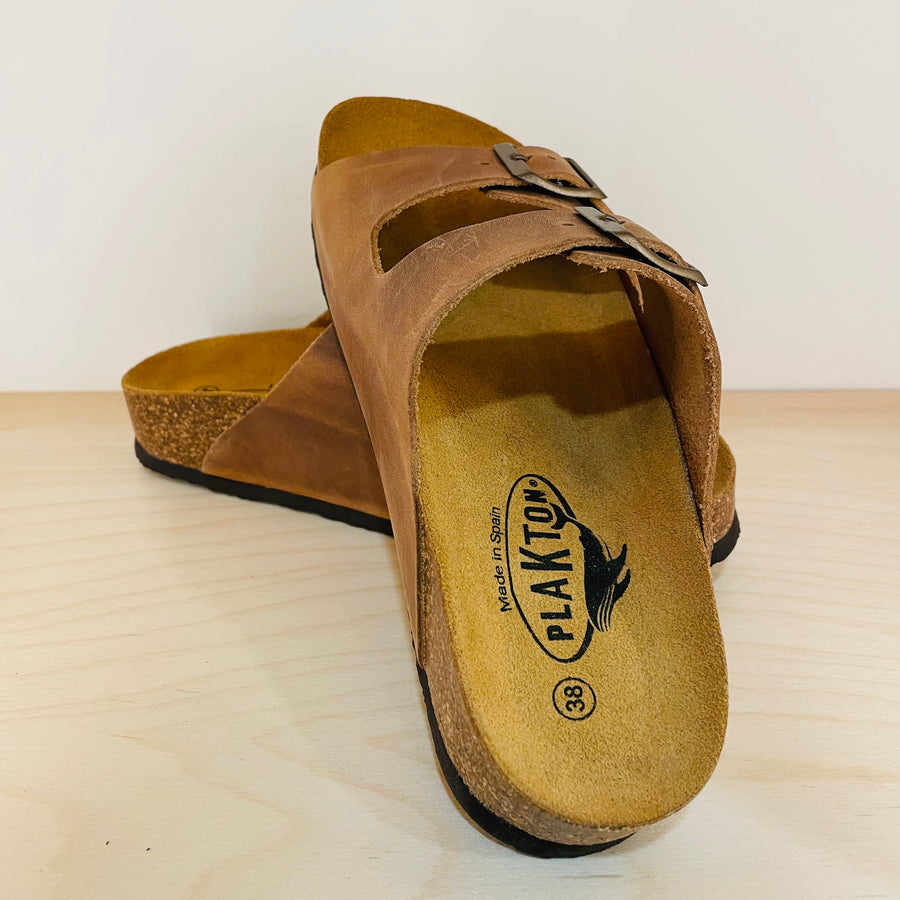 Plakton Women's 'Malaga MID' Apure Leather Sandal - Oak Brown