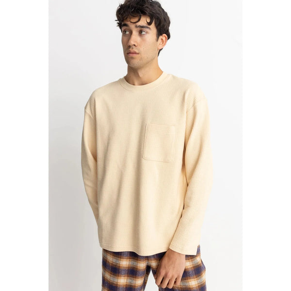 Rhythm Men's Vintage Waffle Long Sleeve T-Shirt - Natural
