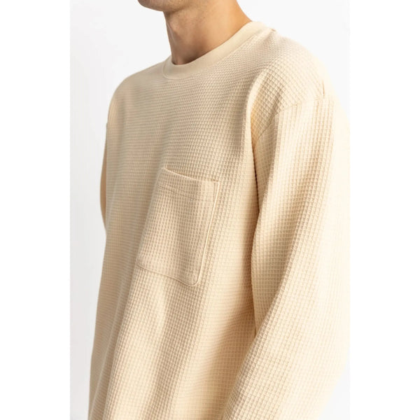 Rhythm Men's Vintage Waffle Long Sleeve T-Shirt - Natural