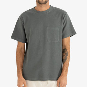 Rhythm Men's Vintage Terry SHORT SLEEVE Henley - Silver Pine