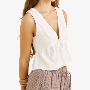 Rhythm Annabelle Lace Trim Babydoll Top - White