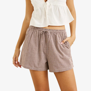 Rhythm London Check Beach Short - Chocolate