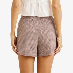 Rhythm London Check Beach Short - Chocolate