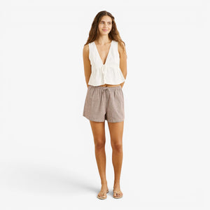 Rhythm London Check Beach Short - Chocolate