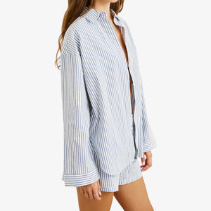 Rhythm Vista Stripe Oversized Shirt - Blue
