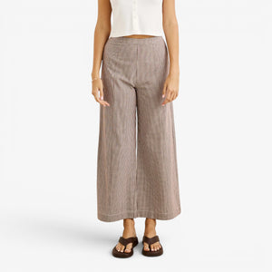 Rhythm London Check Wide Leg Pant - Chocolate