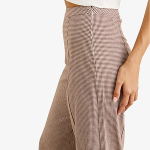 Rhythm London Check Wide Leg Pant - Chocolate